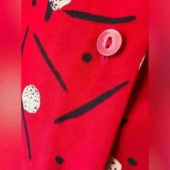Vintage Liz Baker Red and Black Polka Dot Button Up Blouse Retro Eclectic 14 - Picture 10 of 12